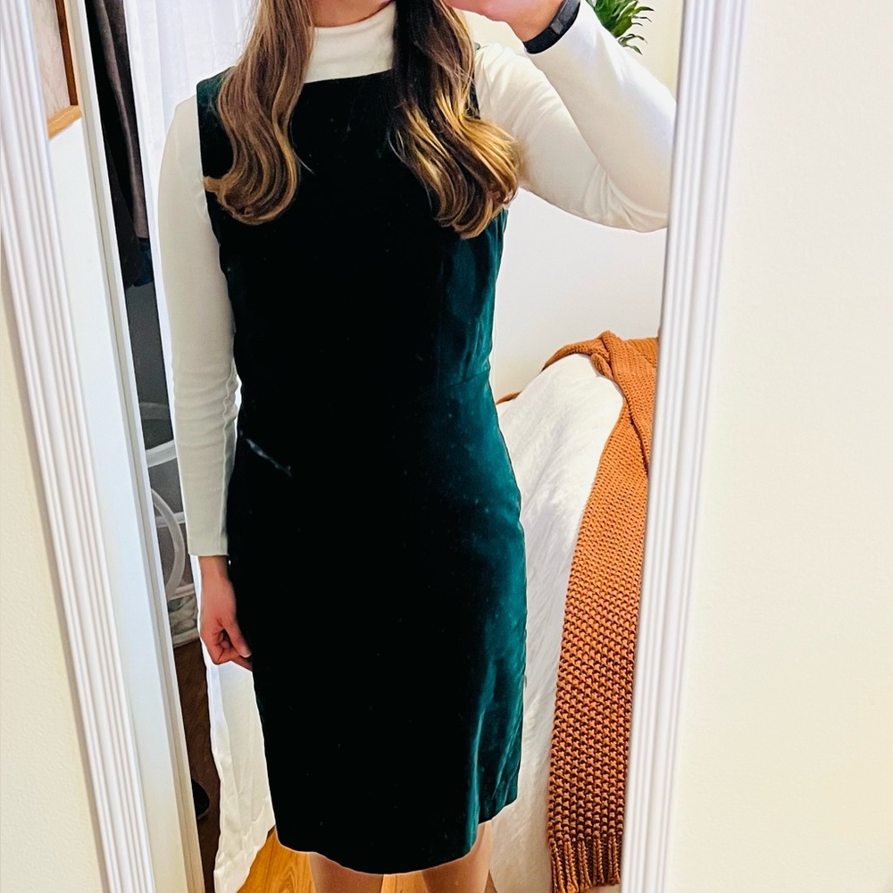 Talbots Dark Green Velvet Midi Dress